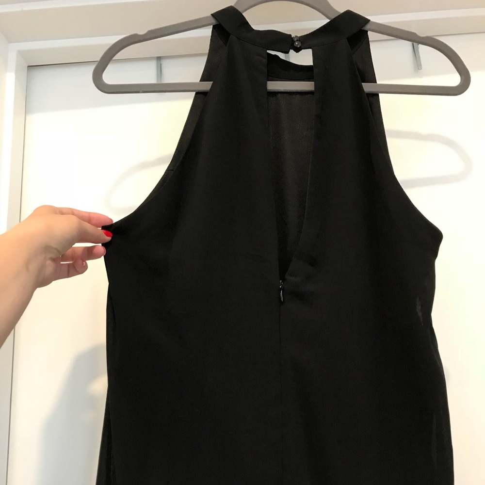 LBD - High neck chiffon and lace dress - Picture 4 of 6